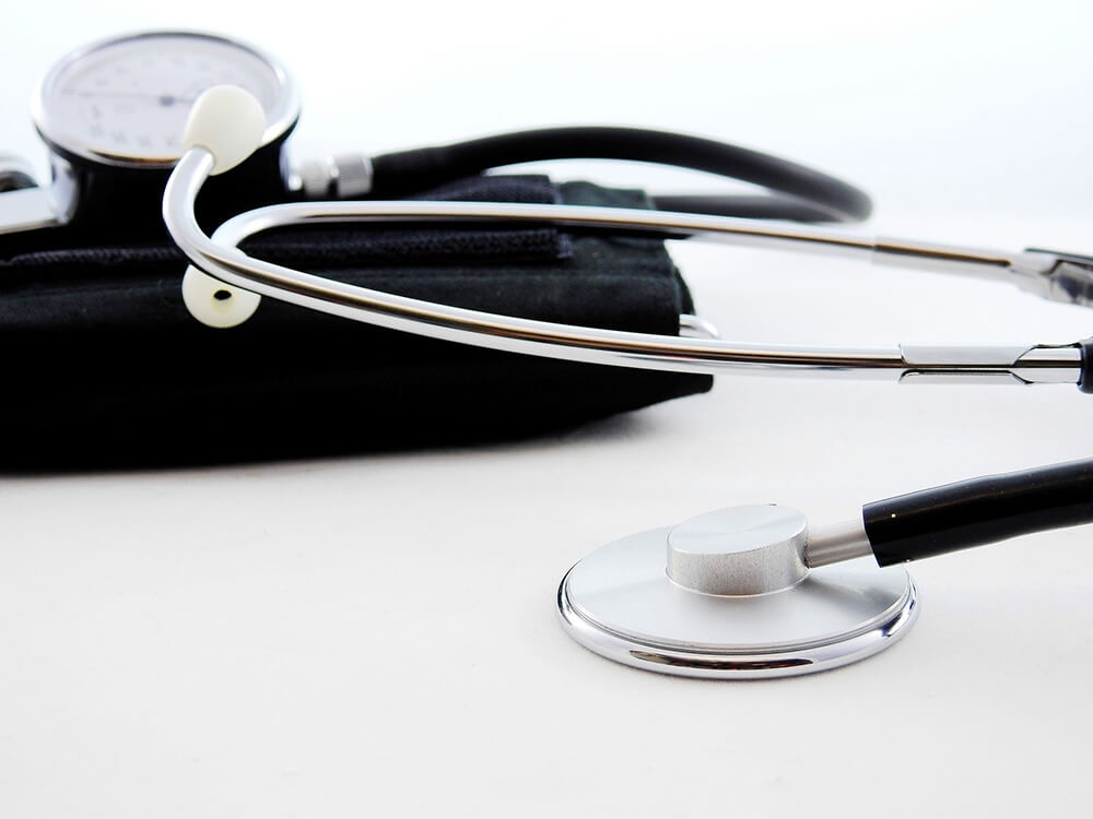 Close-up of black and white stethoscope