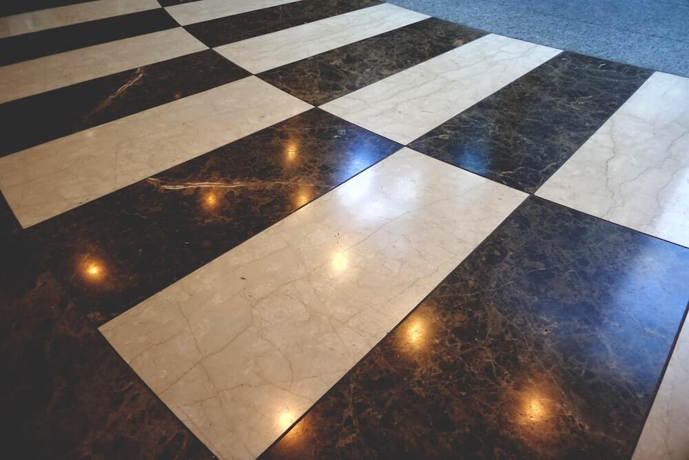 white and black tile floor